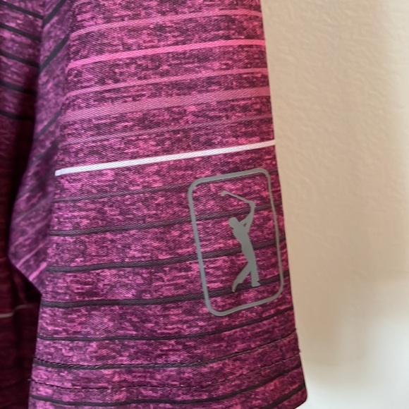 PGA Tour Men Polo Shirt SZ XL Short Sleeve Purple Moisture Wicking Cool - Picture 4 of 10